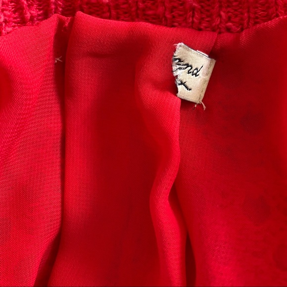 Lucky Brand Red Crochet Knit Sheer Layered Sweater - Picture 4 of 7